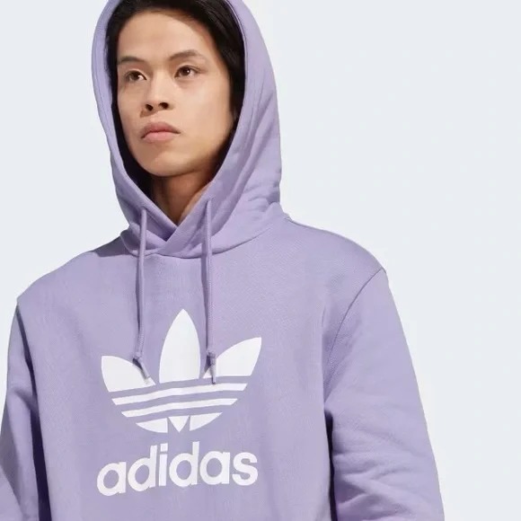 adidas Originals mens Adicolor Classics Trefoil Hoodie in light purple+ white - Picture 6 of 8